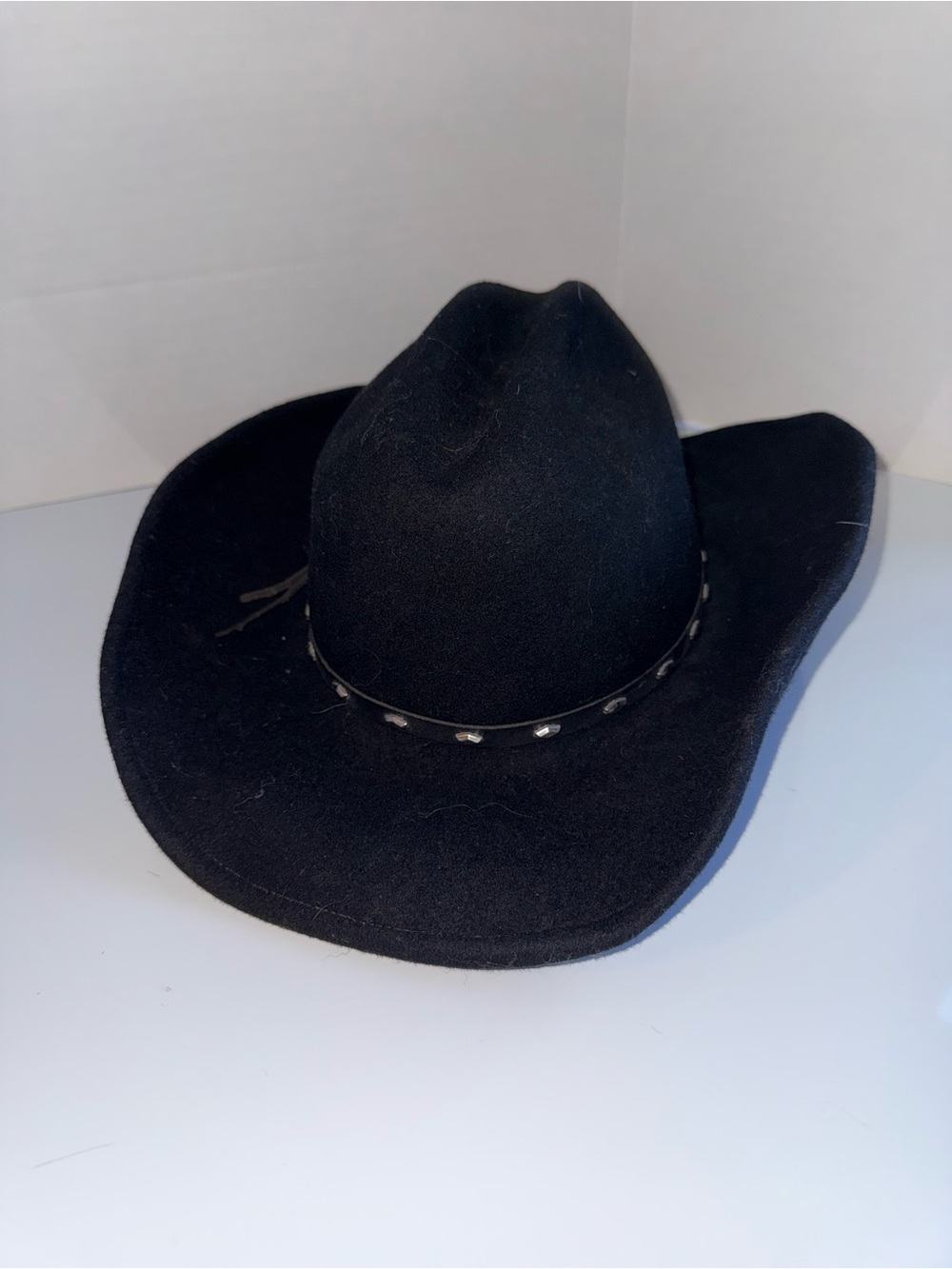 RODEO KING western rodeo cowboy wool dimple leather stud band hat S